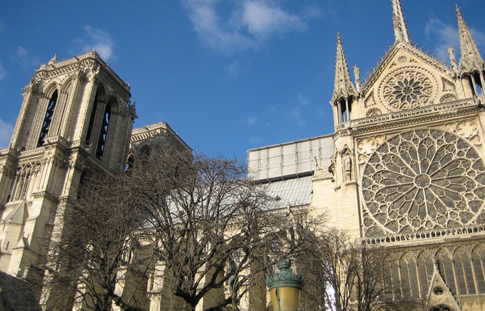 Lateral de la Catedral de Notre Dame de París museo del Louvre