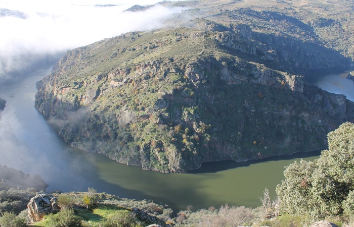 Gran meandro del Duero con niebla en Pinilla de Fermoselle