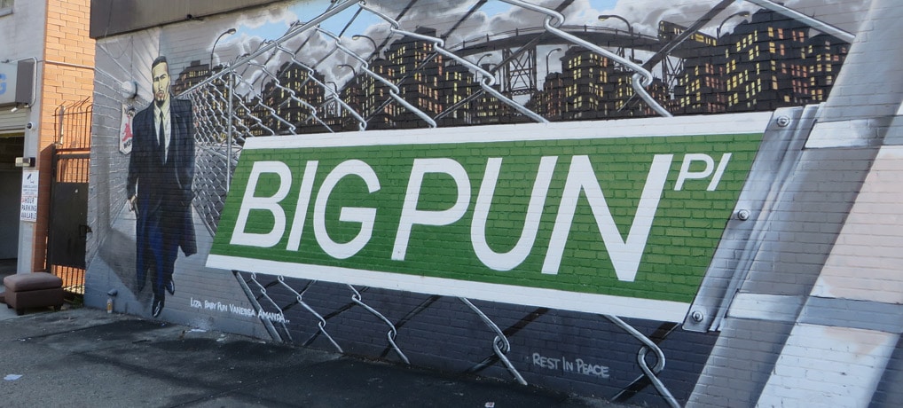 grafiti de big pun en el barrio del Bronx. contrastes de Nueva York