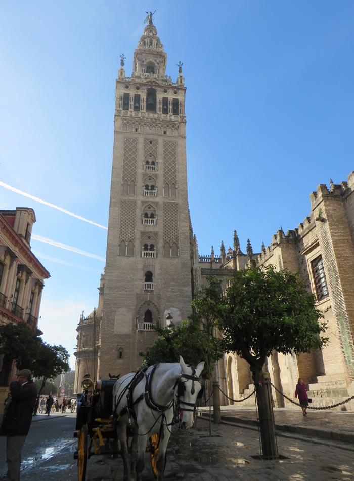 Giralda y una calesa monumentos de Sevilla