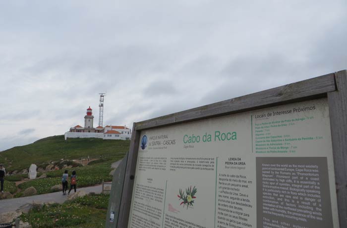 Faro y panel informativo Cabo da Roca