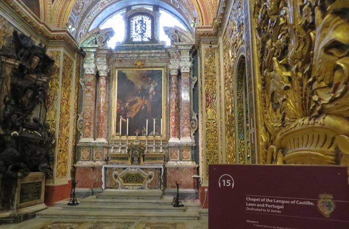 Capilla de la Lengua de Castilla, León y Portugal de la Concatedral de San Juan qué ver en La Valeta