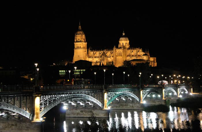 Vista de Salamanca con la Catedral y el puente Enrique Estevan