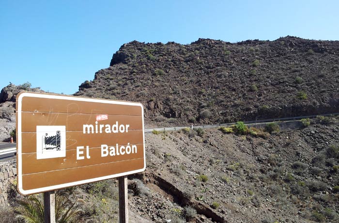 Señalización del mirador de El Balcón qué ver en Gran Canaria